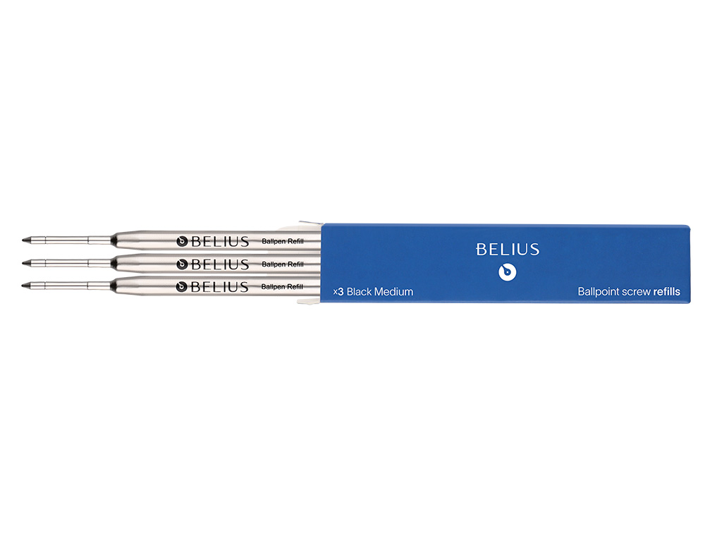 RECAMBIO BOLIGRAFO BELIUS AZUL 0,8 MM CAJA 3 UNIDADES