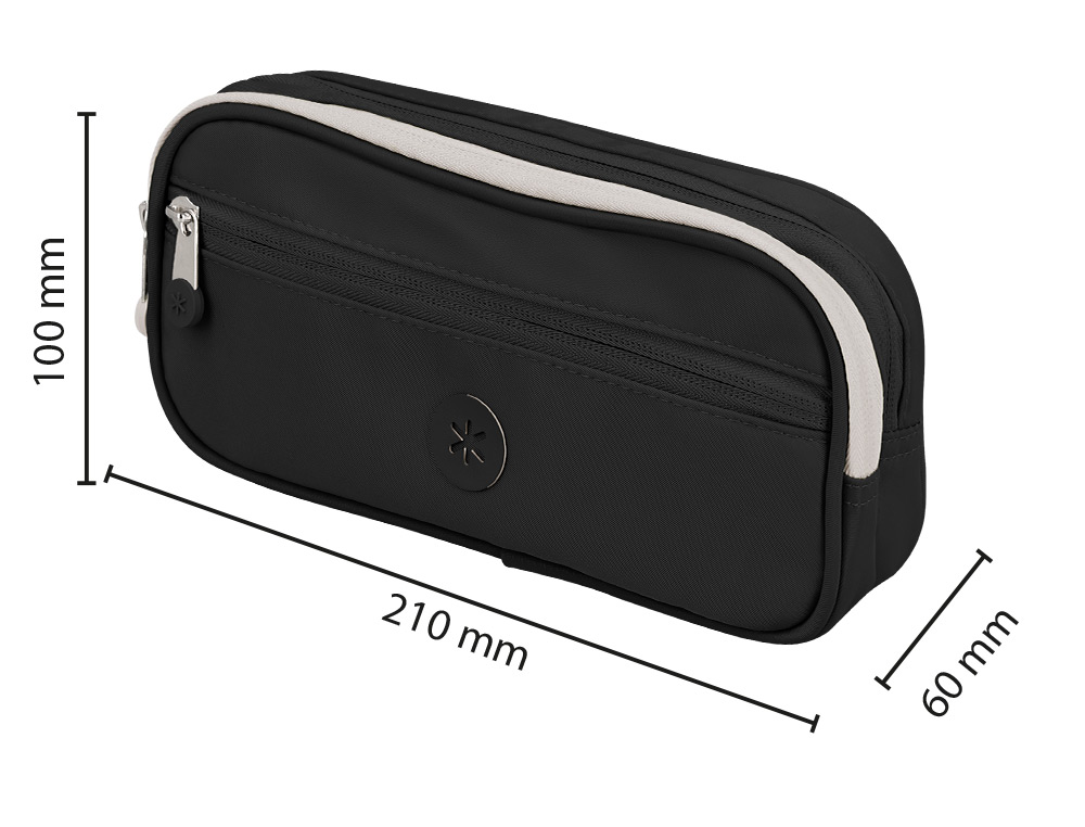 ESTUCHE PORTATODO ANTARTIK FUSION FLEX 3 CREMALLERAS NEGRO COMPAERO MOCHILA 100X60X220 MM