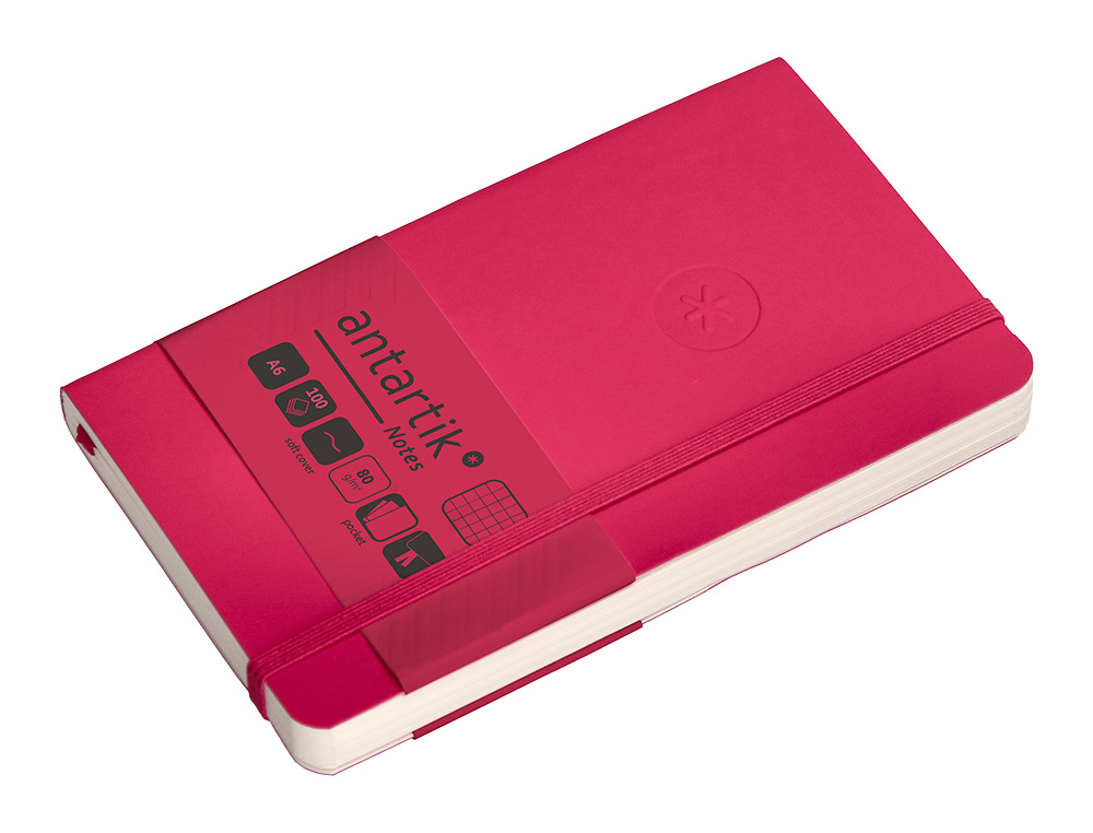 CUADERNO CON GOMILLA ANTARTIK NOTES TAPA BLANDA A6 CUADRICULA BURDEOS 100 HOJAS 80 GR FSC