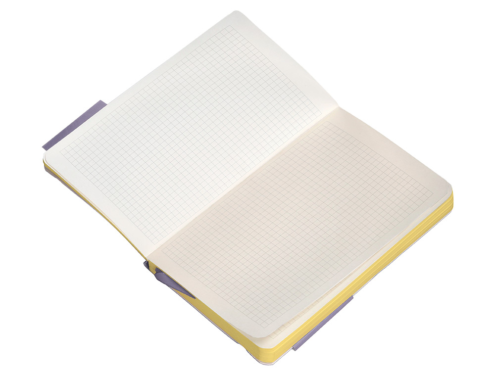 CUADERNO CON GOMILLA ANTARTIK NOTES TAPA BLANDA A6 CUADRICULA MORADO Y AMARILLO 100 HOJAS 80 GR FSC