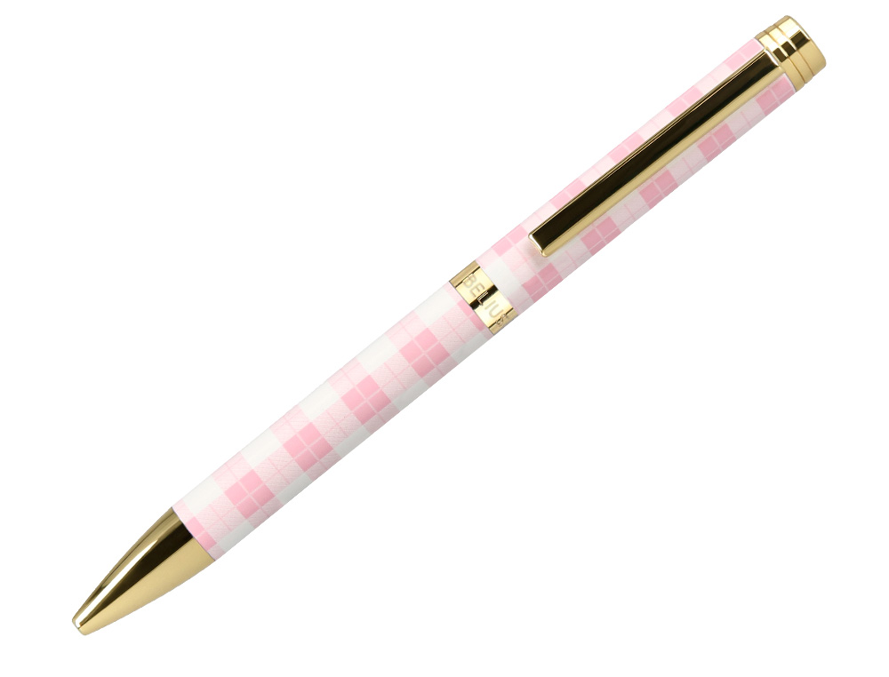 BOLIGRAFO BELIUS PICNIC ALUMINIO COLOR ROSA DORADO TINTA COLOR AZUL CAJA DE DISEO