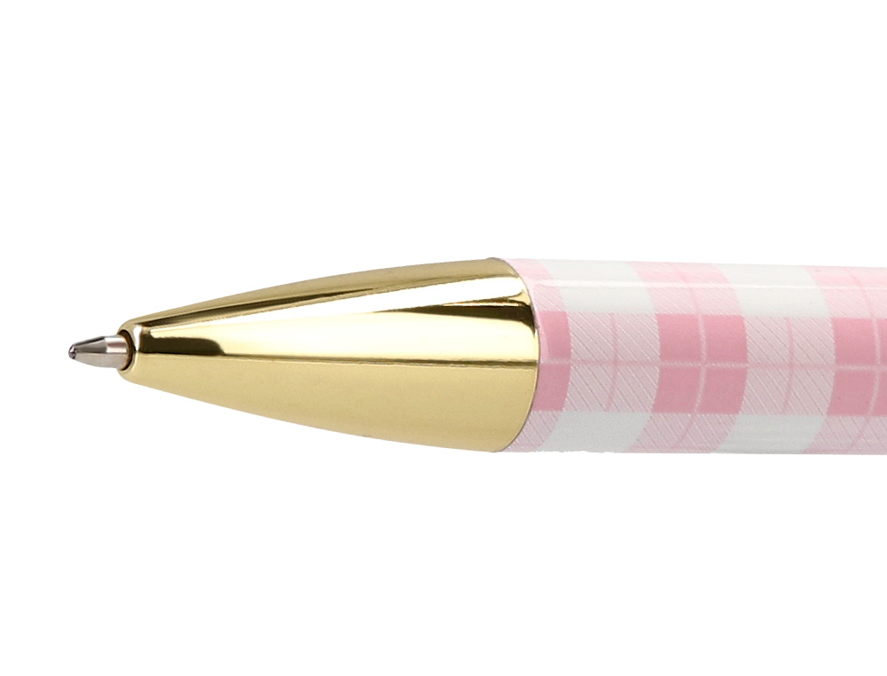 BOLIGRAFO BELIUS PICNIC ALUMINIO COLOR ROSA DORADO TINTA COLOR AZUL CAJA DE DISEO