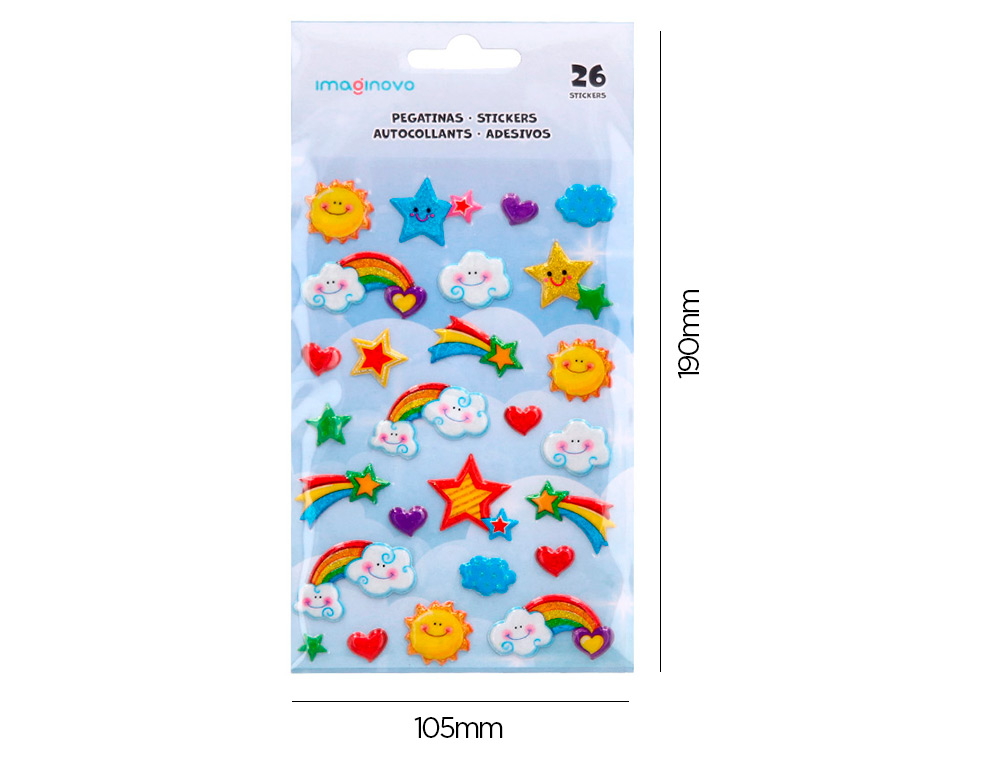 PEGATINAS IMAGINOVO ARCOIRIS MAGIC DREAMS CON RELIEVE 190X105 MM EN BLISTER