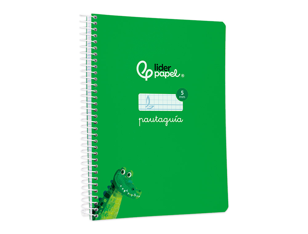 CUADERNO ESPIRAL LIDERPAPEL DIN A5 PAUTAGUIA TAPA BLANDA 40H 75GR CUADRO PAUTADO 5MM COLOR VERDE