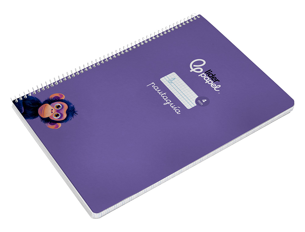 CUADERNO ESPIRAL LIDERPAPEL A4 PAUTAGUIA TAPA DURA 80H 90GR CUADRO PAUTADO 4MM COLOR LILA