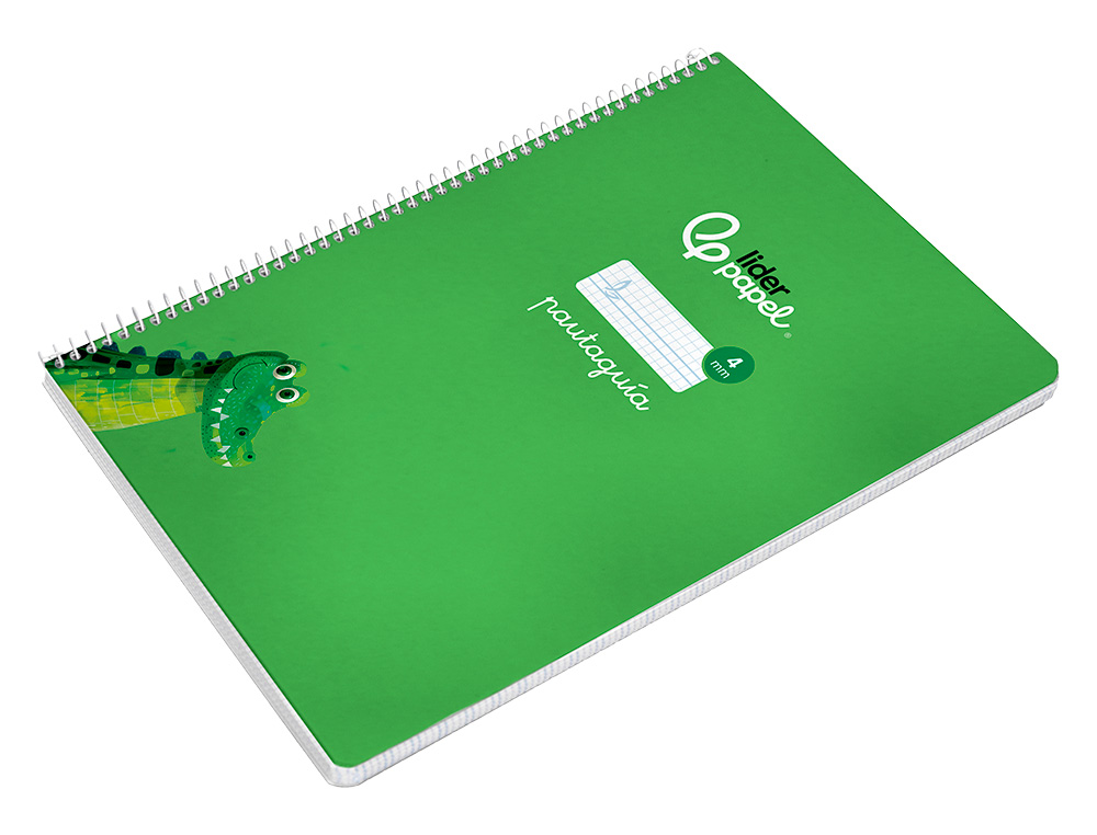 CUADERNO ESPIRAL LIDERPAPEL A4 PAUTAGUIA TAPA DURA 80H 90GR CUADRO PAUTADO 4MM COLOR VERDE