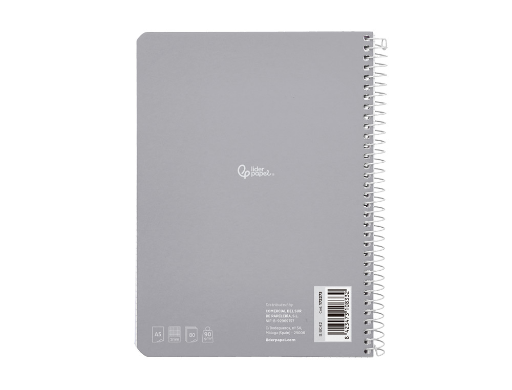 CUADERNO ESPIRAL LIDERPAPEL A5 WITTY TAPA DURA 80H 90GR MILIMETRADO 2MM COLORES SURTIDOS