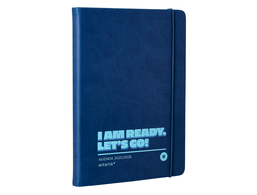 AGENDA ESCOLAR ANTARTIK 25-26 ENCUADERNADA GO! SIMIL PIEL AZUL OSCURO SEMANA VISTA A5 BILINGE PAPEL FSC 80 GR