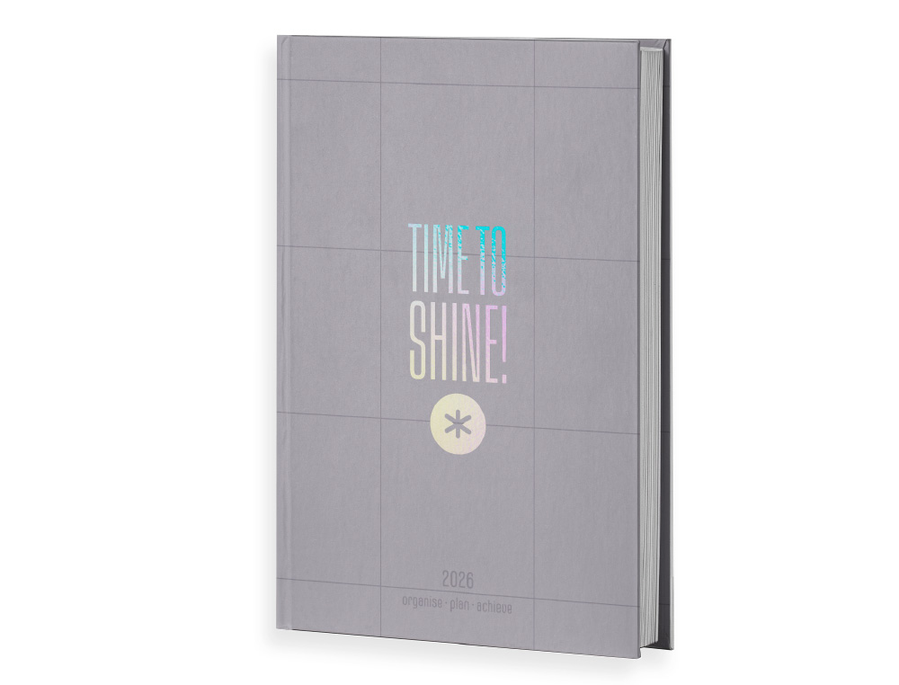 AGENDA ENCUADERNADA ANTARTIK TIME TO SHINE A5+ 2026 DA PGINA GRIS PAPEL 80G FSC