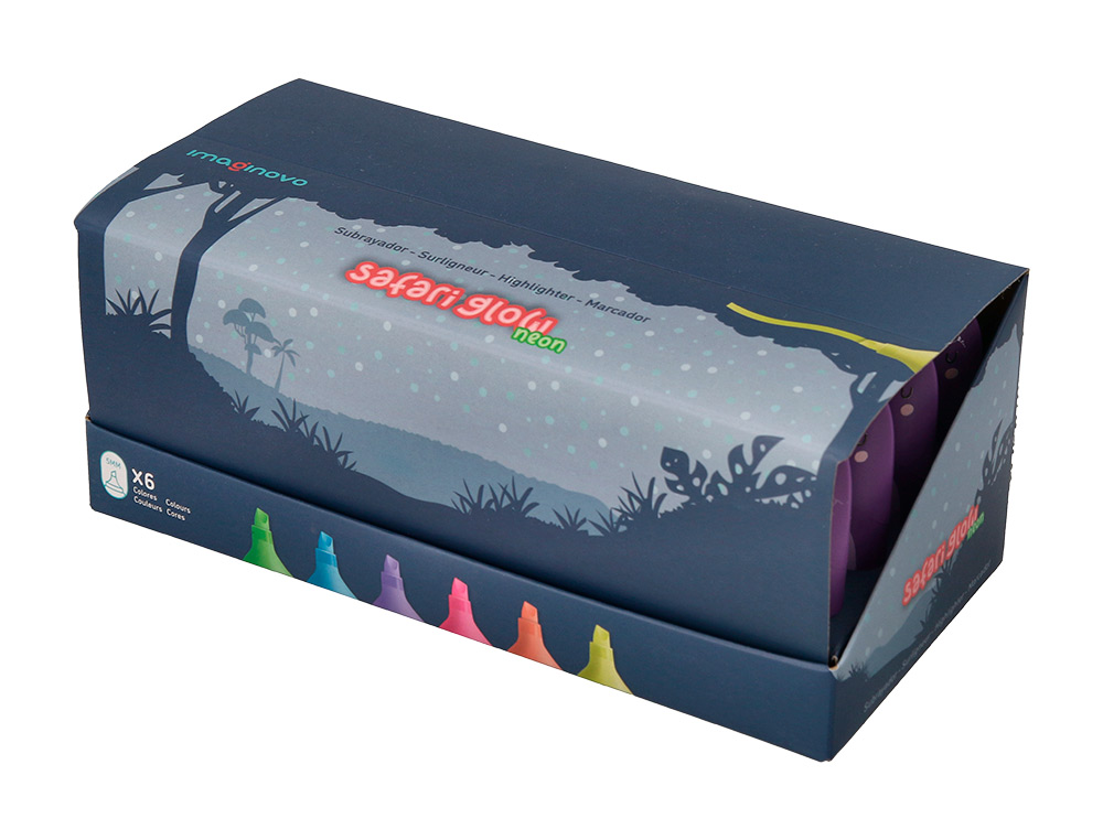 ROTULADOR IMAGINOVO FLUORESCENTE SAFARI GLOW NEON ANIMALES Y CLIP SURTIDOS