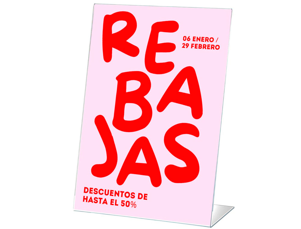 EXPOSITOR SOBREMESA ARCHIVO 2000 PETG FLEXIBLE EN FORMA DE L DIN A6 VERTICAL 45X105X150 MM