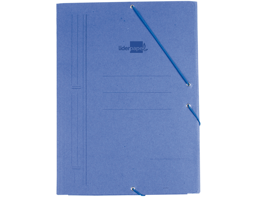 CARPETA LIDERPAPEL GOMAS TRES SOLAPAS CARTON PRESPAN A3 COLOR AZUL