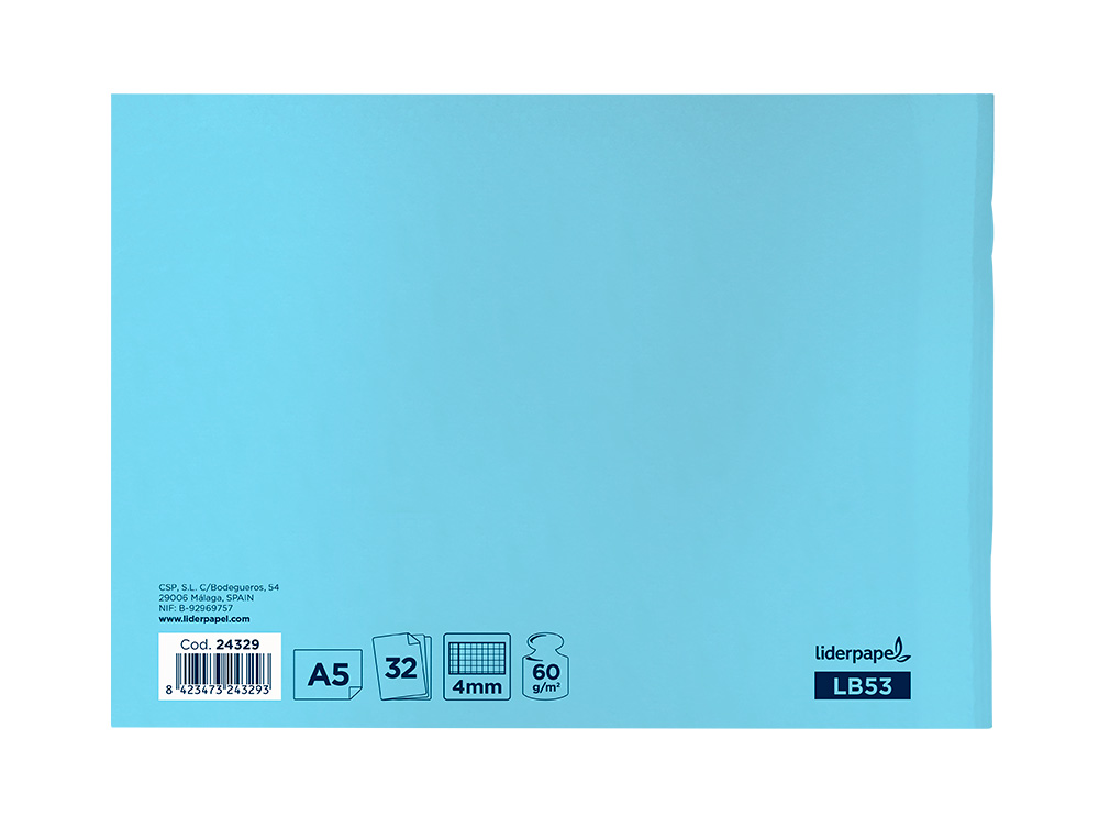 LIBRETA LIDERPAPEL SMART A5 APAISADO 32H 60GR CUADRO 4MM CON MARGEN