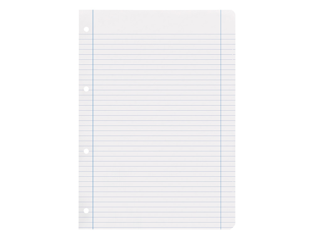 RECAMBIO LIDERPAPEL A4 100 HOJAS 100G/M2 HORIZONTAL CON DOBLE MARGEN 4 TALADROS