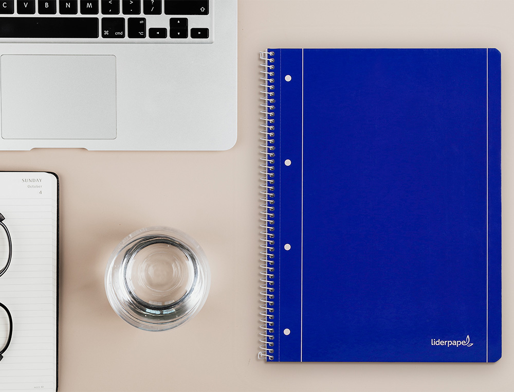CUADERNO ESPIRAL LIDERPAPEL A4 MICRO SERIE AZUL TAPA BLANDA 80H 75GR LISO CON MARGEN 4 TALADROS AZUL
