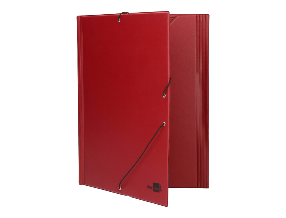 CARPETA LIDERPAPEL GOMAS FOLIO SOLAPAS PLASTICO BURDEOS
