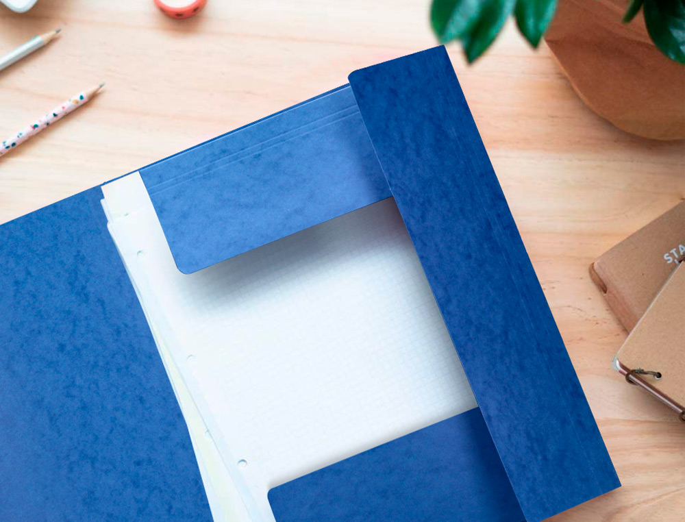 CARPETA Q-CONNECT GOMAS KF02167 CARTON SIMIL-PRESPAN SOLAPAS 320X243 MM AZUL