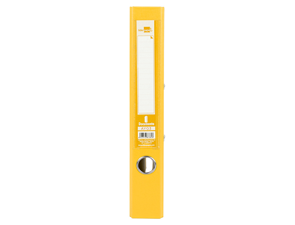 ARCHIVADOR DE PALANCA LIDERPAPEL A4 DOCUMENTA FORRADO PVC CON RADO LOMO 52MM AMARILLO COMPRESOR METALICO