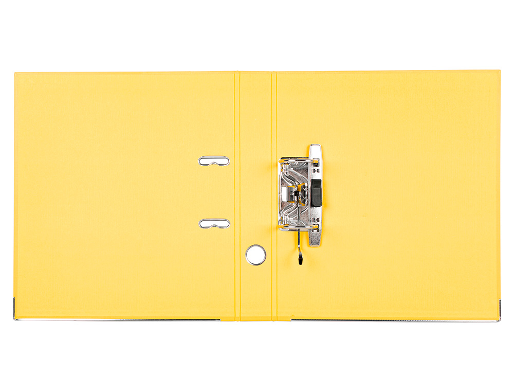 ARCHIVADOR DE PALANCA LIDERPAPEL A4 DOCUMENTA FORRADO PVC CON RADO LOMO 52MM AMARILLO COMPRESOR METALICO