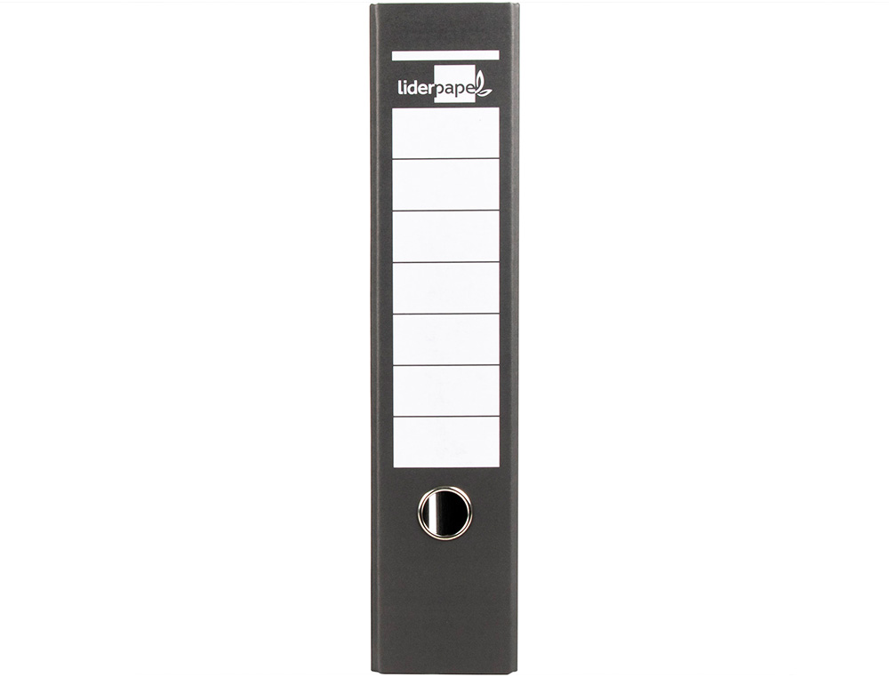 ARCHIVADOR DE PALANCA LIDERPAPEL A4 CARTON FORRADO SIN RADO LOMO 80MM NEGRO COMPRESOR METALICO