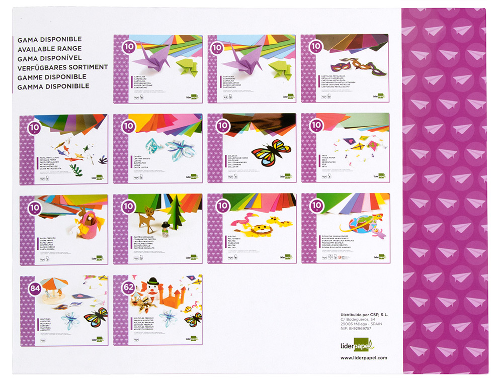 BLOC TRABAJOS MANUALES LIDERPAPEL CELOFAN 240X315MM 10 HOJAS COLORES SURTIDOS