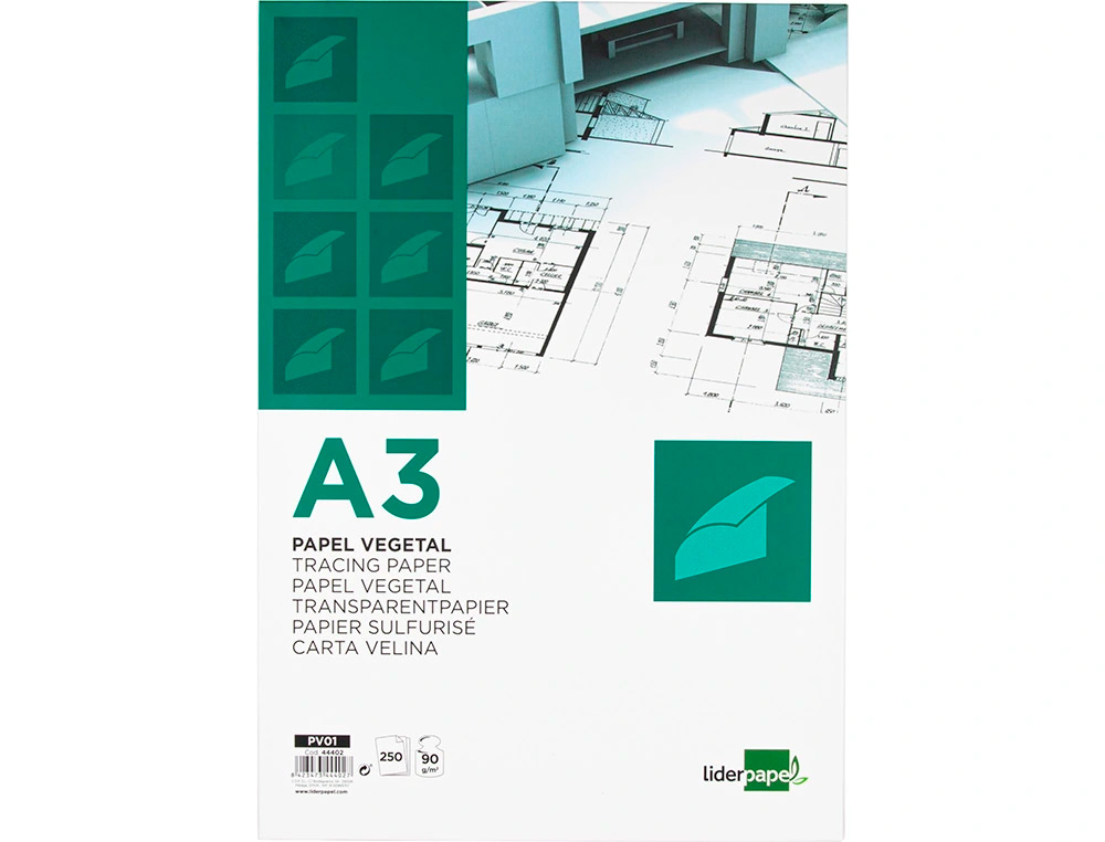 PAPEL DIBUJO LIDERPAPEL 297X420MM 90G/M2 VEGETAL
