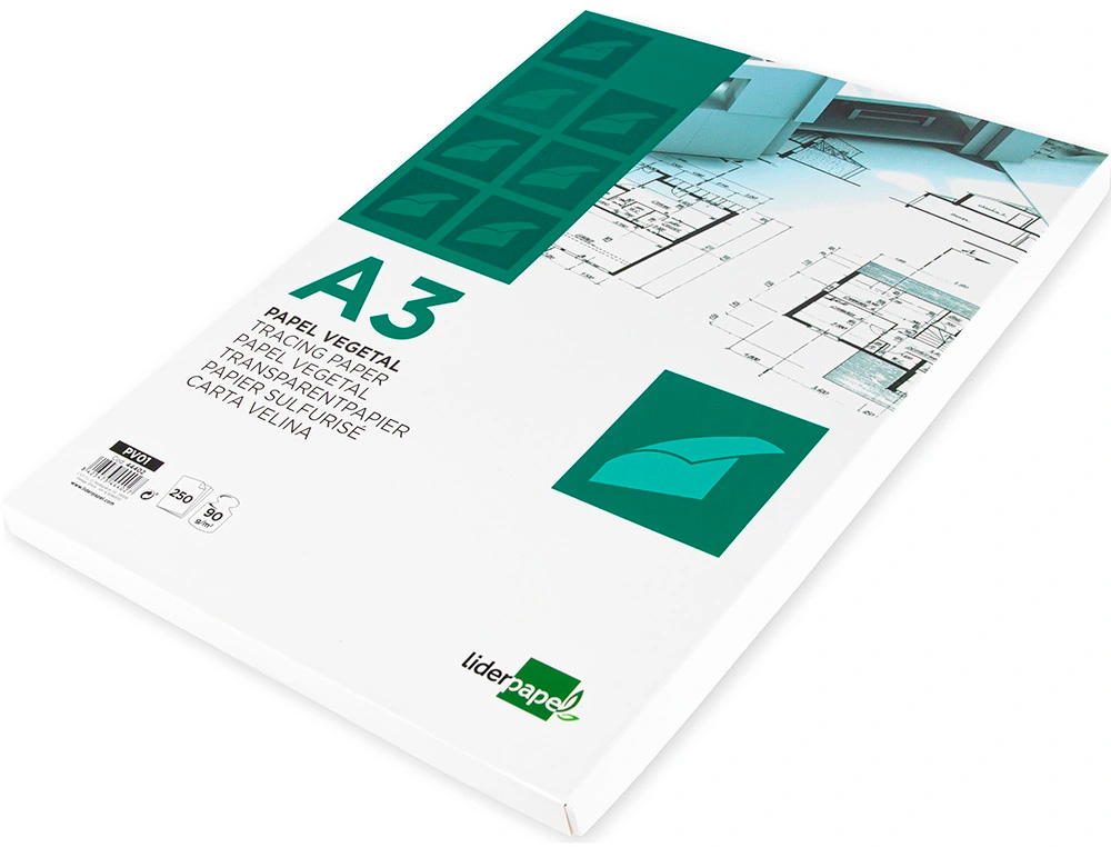 PAPEL DIBUJO LIDERPAPEL 297X420MM 90G/M2 VEGETAL