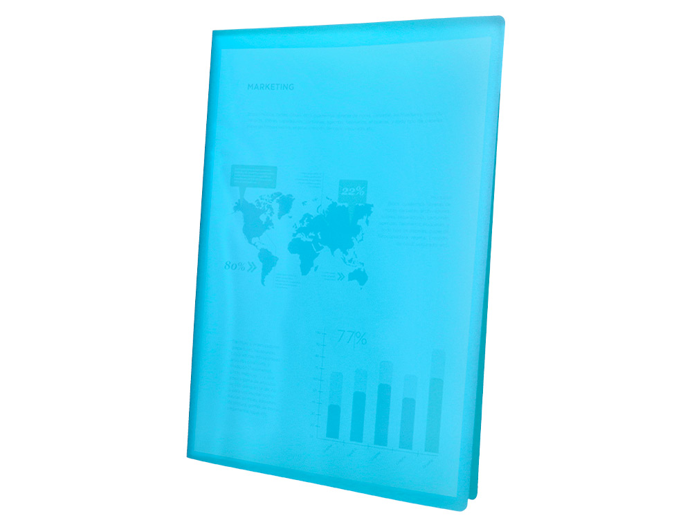 CARPETA LIDERPAPEL ESCAPARATE 47052 40 FUNDAS POLIPROPILENO DIN A4 AZUL TRANSLUCIDO