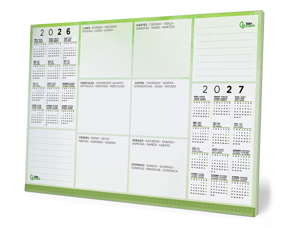 PLANNING SOBREMESA SEMANAL LIDERPAPEL 40X60 CM 80 GR 60 HOJAS 2026-2027