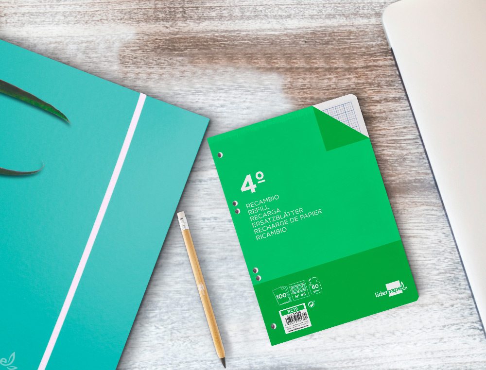 RECAMBIO LIDERPAPEL CUARTO 100 HOJAS 60G/M2 RAYADO Nº 46 6 TALADROS