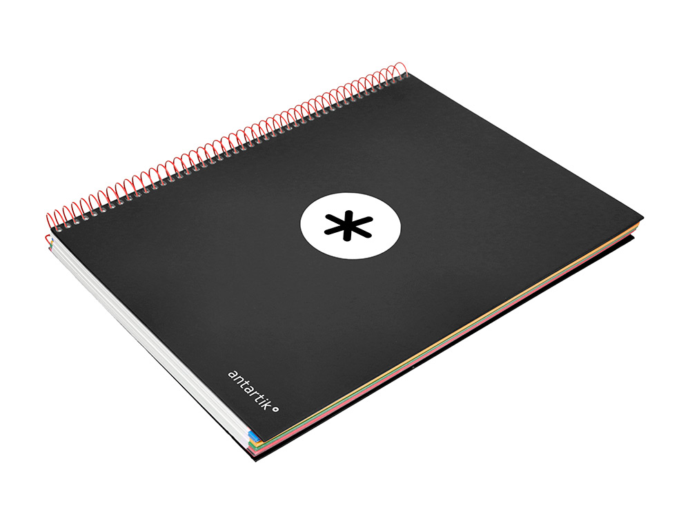 CUADERNO ESPIRAL A4 MICRO ANTARTIK TAPA FORRADA 120H 90 GR CUADRO 5MM 5 BANDAS 4 TALADROS COLOR NEGRO