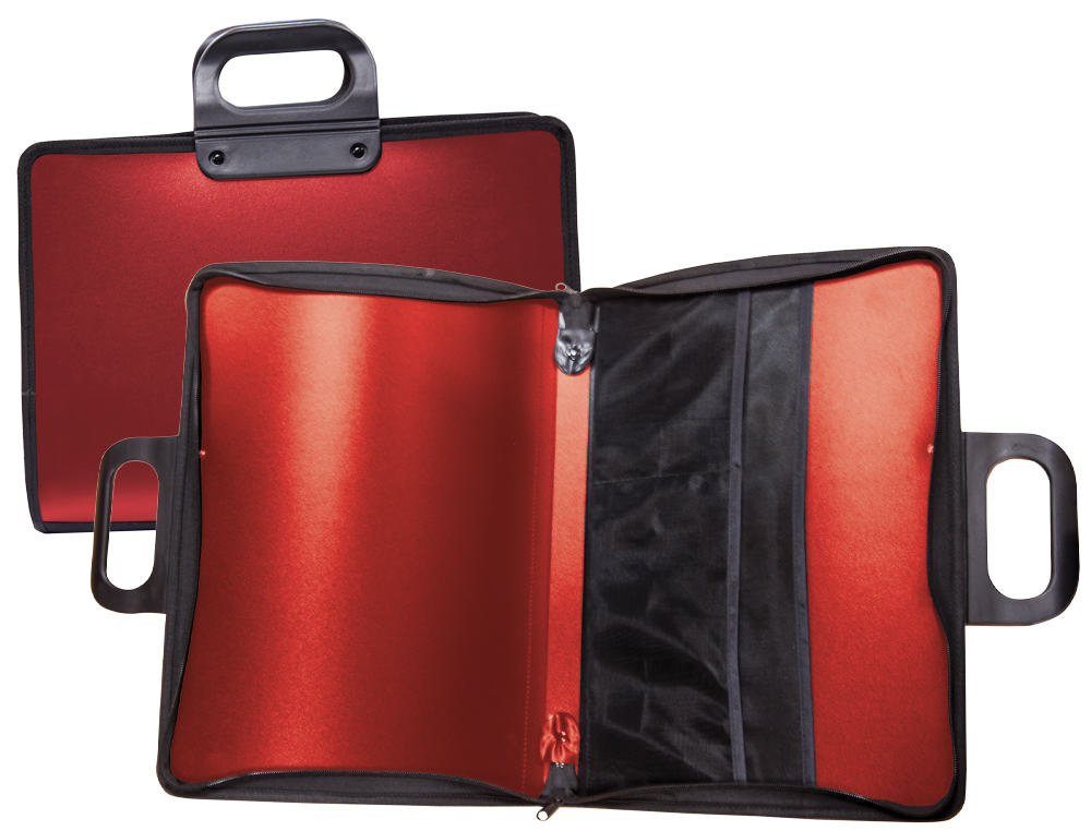 CARTERA PORTADOCUMENTOS LIDERPAPEL ROJA CON ASA Y CREMALLERA 400X45X300 MM