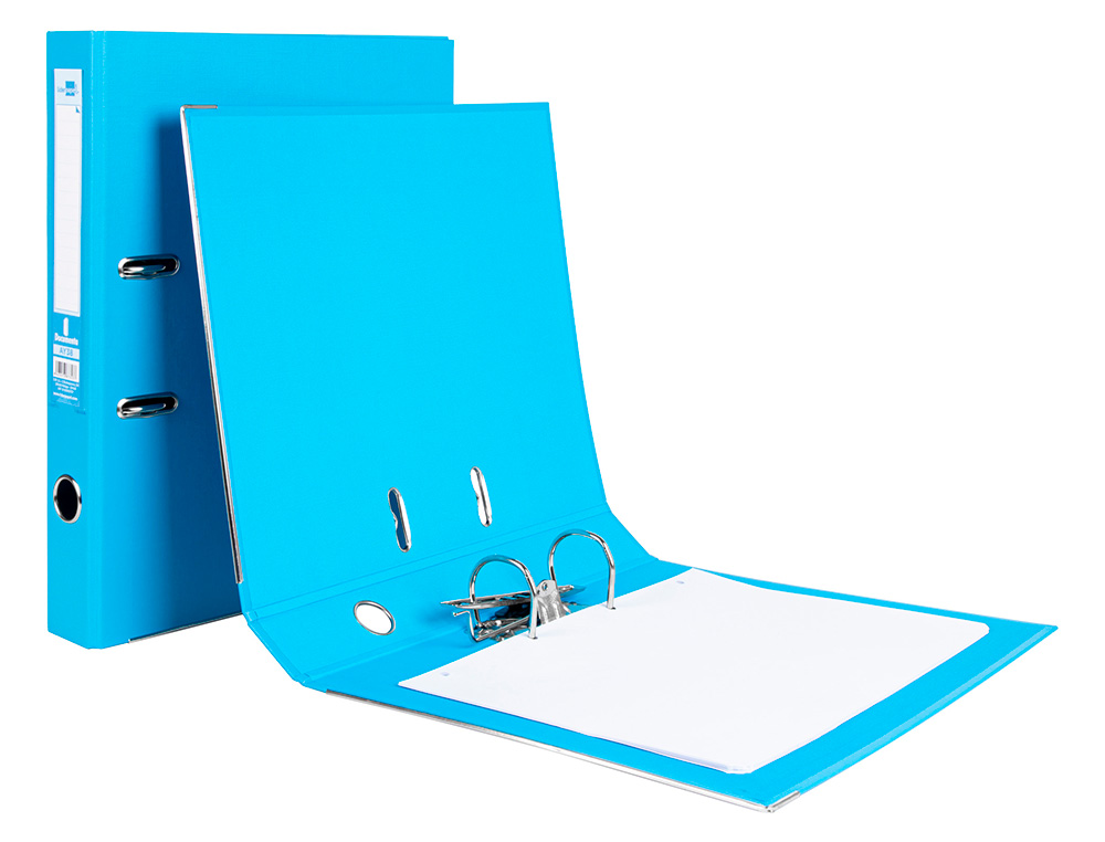 ARCHIVADOR DE PALANCA LIDERPAPEL FOLIO DOCUMENTA FORRADO PVC CON RADO LOMO 52 MM CELESTE COMPRESOR METALICO