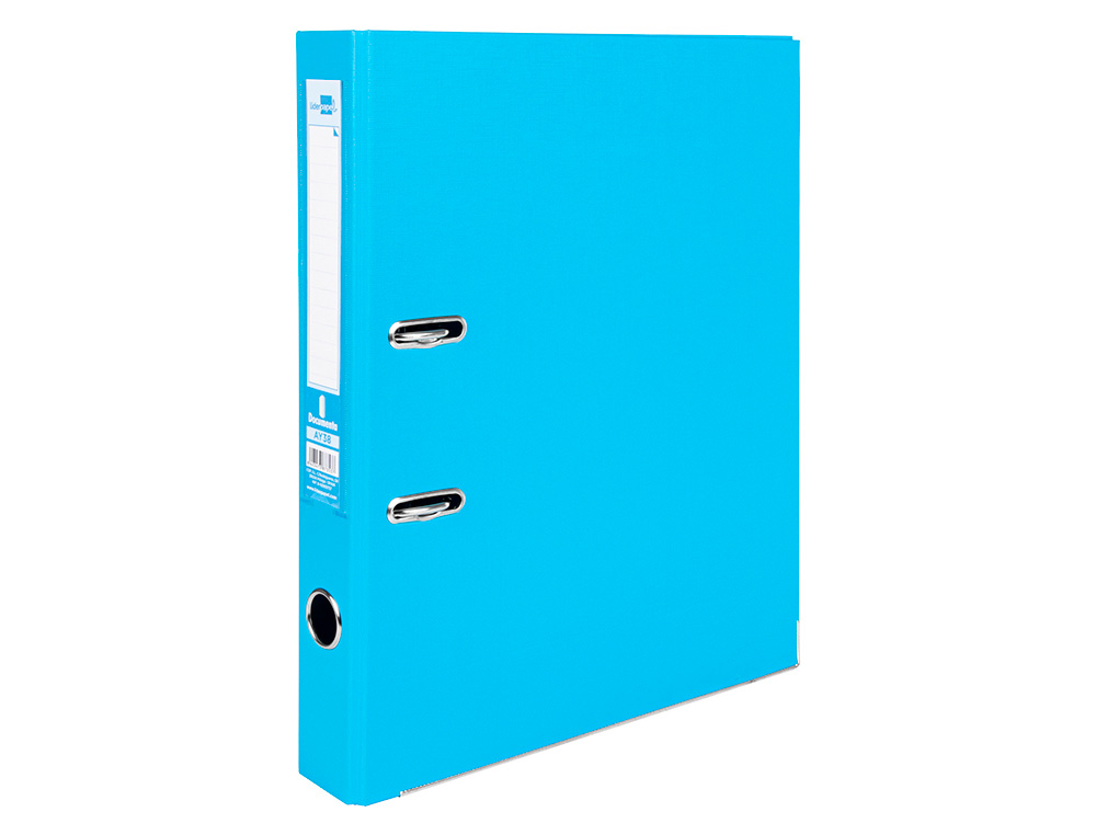 ARCHIVADOR DE PALANCA LIDERPAPEL FOLIO DOCUMENTA FORRADO PVC CON RADO LOMO 52 MM CELESTE COMPRESOR METALICO