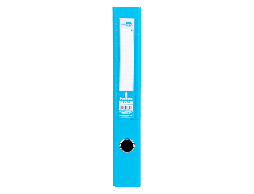 ARCHIVADOR DE PALANCA LIDERPAPEL FOLIO DOCUMENTA FORRADO PVC CON RADO LOMO 52 MM CELESTE COMPRESOR METALICO