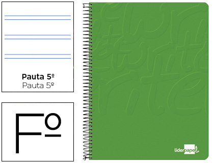 CUADERNO ESPIRAL LIDERPAPEL FOLIO WRITE TAPA BLANDA 80H 60GR PAUTA 2,5 MM CON MARGEN COLOR VERDE