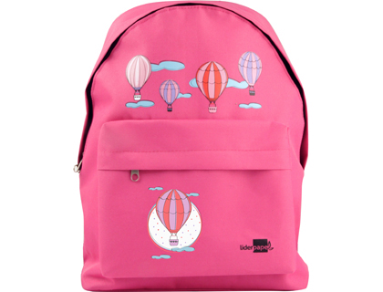 CARTERA ESCOLAR LIDERPAPEL MOCHILA GLOBOS COLOR ROSA 380X280X120MM