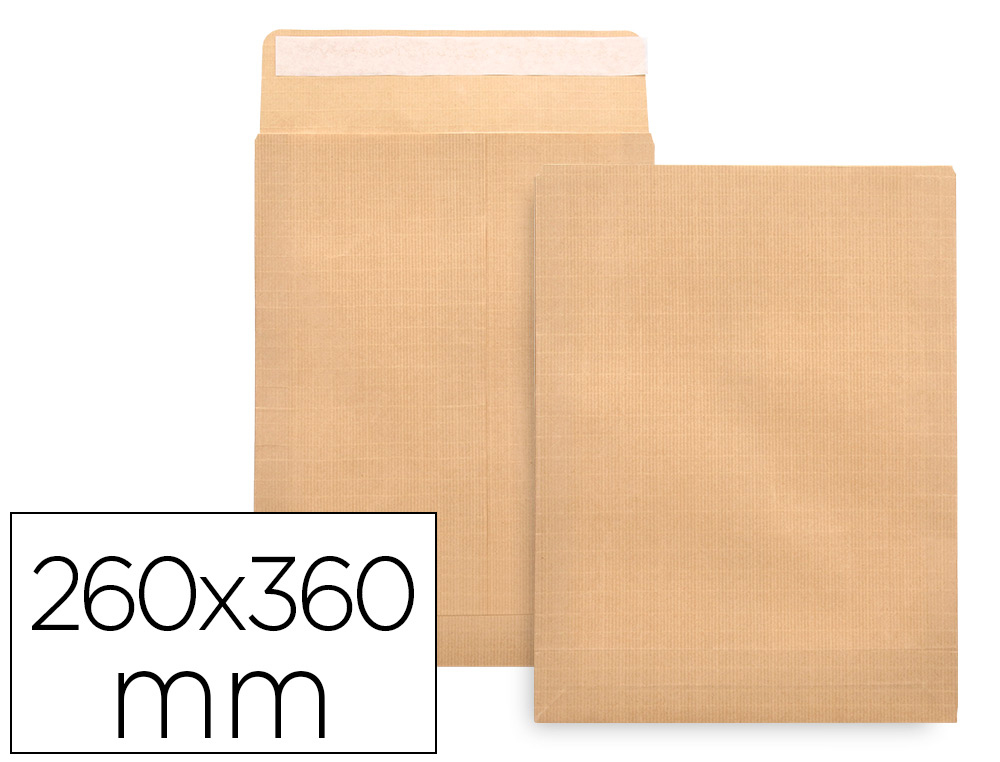 SOBRE LIDERPAPEL BOLSA ARMADO KRAFT ENVIO SEGURIDAD 260X360 MM SOLAPA TIRA DE SILICONA PAPEL 120 GR CAJA DE 100