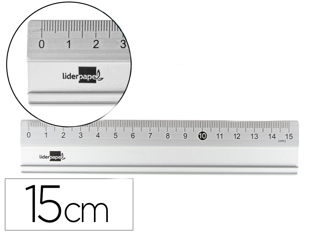 REGLA LIDERPAPEL METALICA ALUMINIO 15 CM