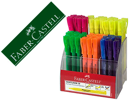 ROTULADOR FABER CASTELL FLUORESCENTE TEXTLINER 38 EXPOSITOR 54 UNIDADES COLORES SURTIDOS