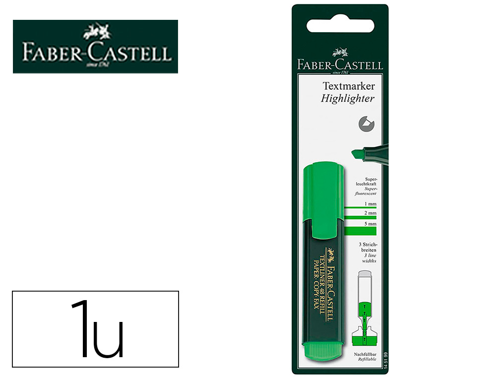 ROTULADOR FABER CASTELL FLUORESCENTE TEXTLINER 48 VERDE BLISTER DE 1 UNIDAD