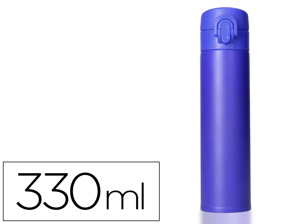 TERMO LIDERPAPEL ACERO INOXIDABLE CON DOBLE COBERTURA Y SISTEMA DE APERTURA FACIL CON BOTON 330 ML