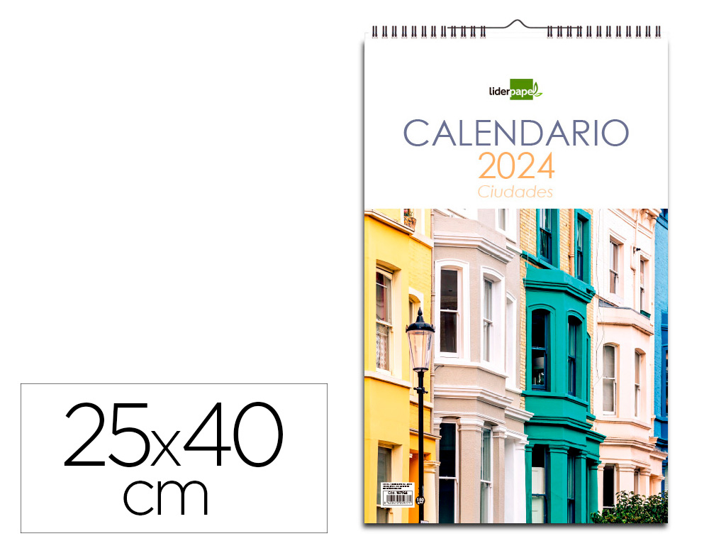 CALENDARIO ESPIRAL PARED LIDERPAPEL IMAGENES CIUDADES 2024 PARA ESCRIBIR 25X40 CM PAPEL 150 GR