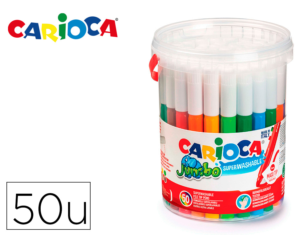 ROTULADOR CARIOCA JUMBO BOTE DE 50 UNIDADES COLORES SURTIDOS