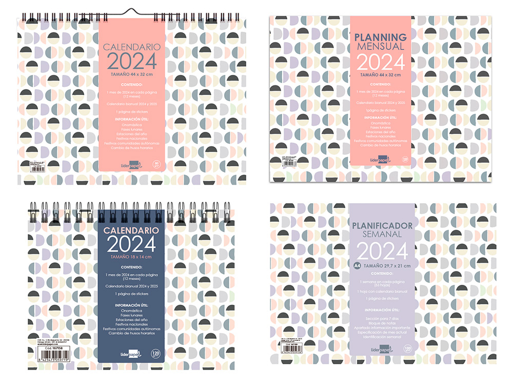 CALENDARIO LIDERPAPEL 2024 JOVEN LOTE DE 22 UNIDADES SURTIDAS