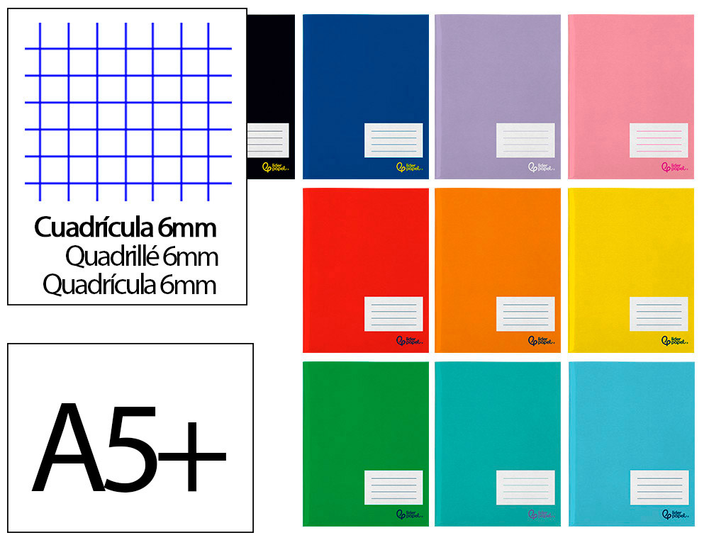 LIBRETA LIDERPAPEL SMART A5 PLUS 32 HOJAS 75G/M2 CUADRO 6MM CON MARGEN
