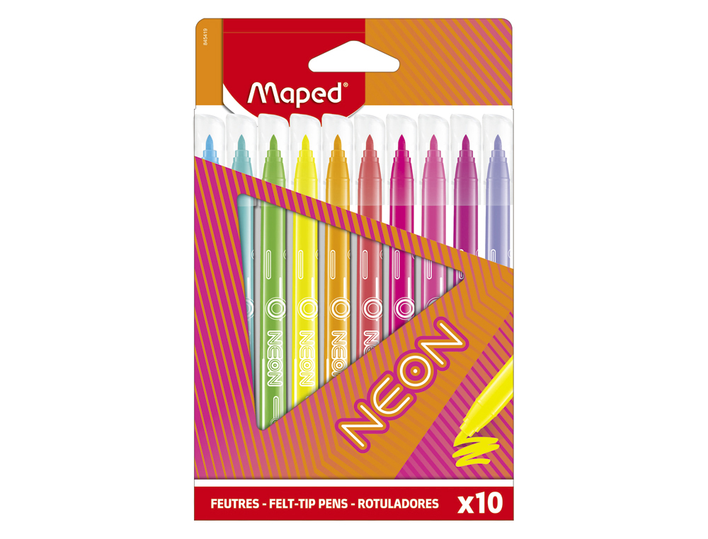 ROTULADOR MAPED FLUORESCENTE NEON CAJA DE 10 UNIDADES COLORES SURTIDOS