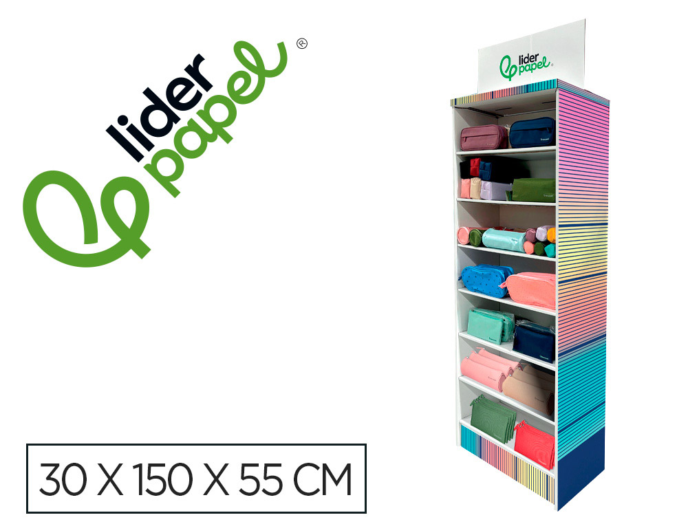 ESTUCHE PORTATODO LIDERPAPEL EXPOSITOR DE SUELO CARTON CON 170 UNIDADES SURTIDAS 30X150X55 CM