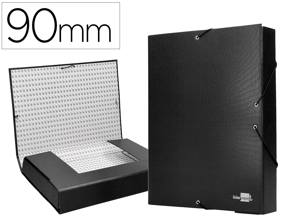 CARPETA PROYECTOS LIDERPAPEL FOLIO LOMO 90MM CARTON FORRADONEGRA