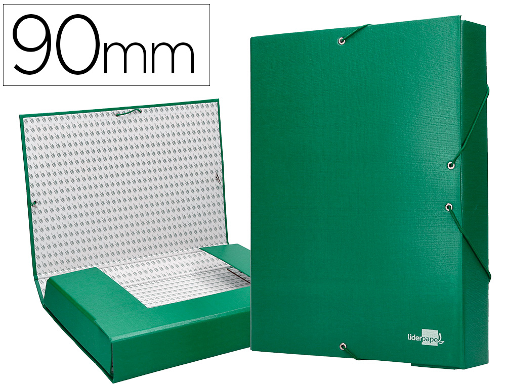 CARPETA PROYECTOS LIDERPAPEL FOLIO LOMO 90MM CARTON FORRADOVERDE
